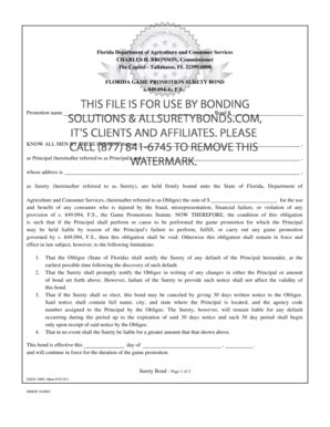 florida game promotion bond game of chance|Surety Bonds for Florida Game Promotion Registration Filing.
